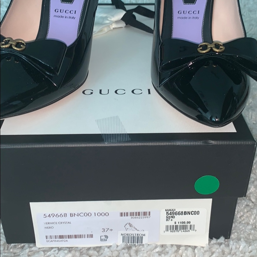 Gucci Vernice crystal Sadie - Black 37.5 spike - Picture 4 of 8